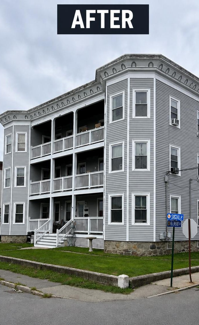 Multi-family porches — deck & trim restoration — after work by Betel Carpentry Inc